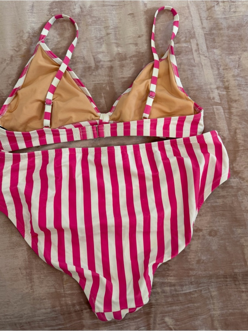 J Crew high waisted Pink and White Striped Bikini Set - Picture 11 of 14